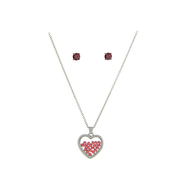 The Skyline Collection Jewelry - The Skyline Collection January Birthstone Red Garnet Heart Jewelry Set